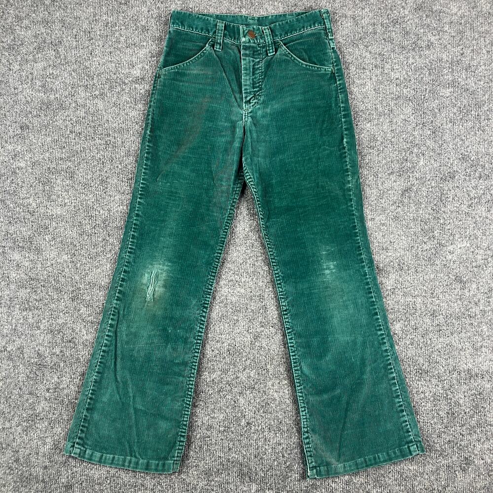 Vintage Wrangler Corduroy Pants Mens Size 27x30 Green Student